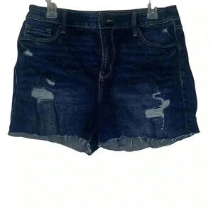 Old navy dark wash ripped cut off high rise shorts sz 10